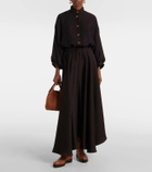 Loro Piana Quilted tie-detail silk maxi skirt