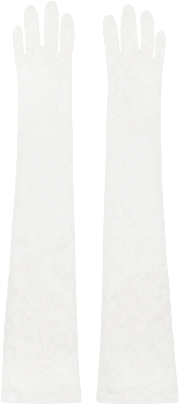 Anna Sui SSENSE Exclusive White Floral Gloves