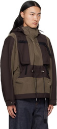 sacai Brown & Khaki Suiting Bonding Grosgrain Jacket