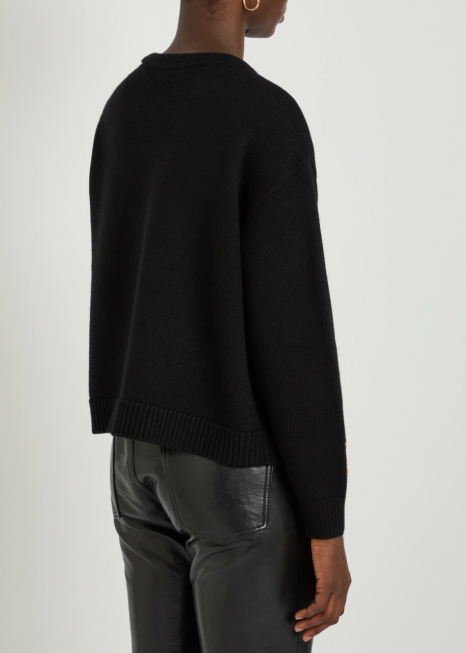 Alice + Olivia Belva Floral-jacquard Stretch-wool Jumper Black