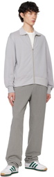 Lady White Co. Gray Mesh Full Zip Sweater