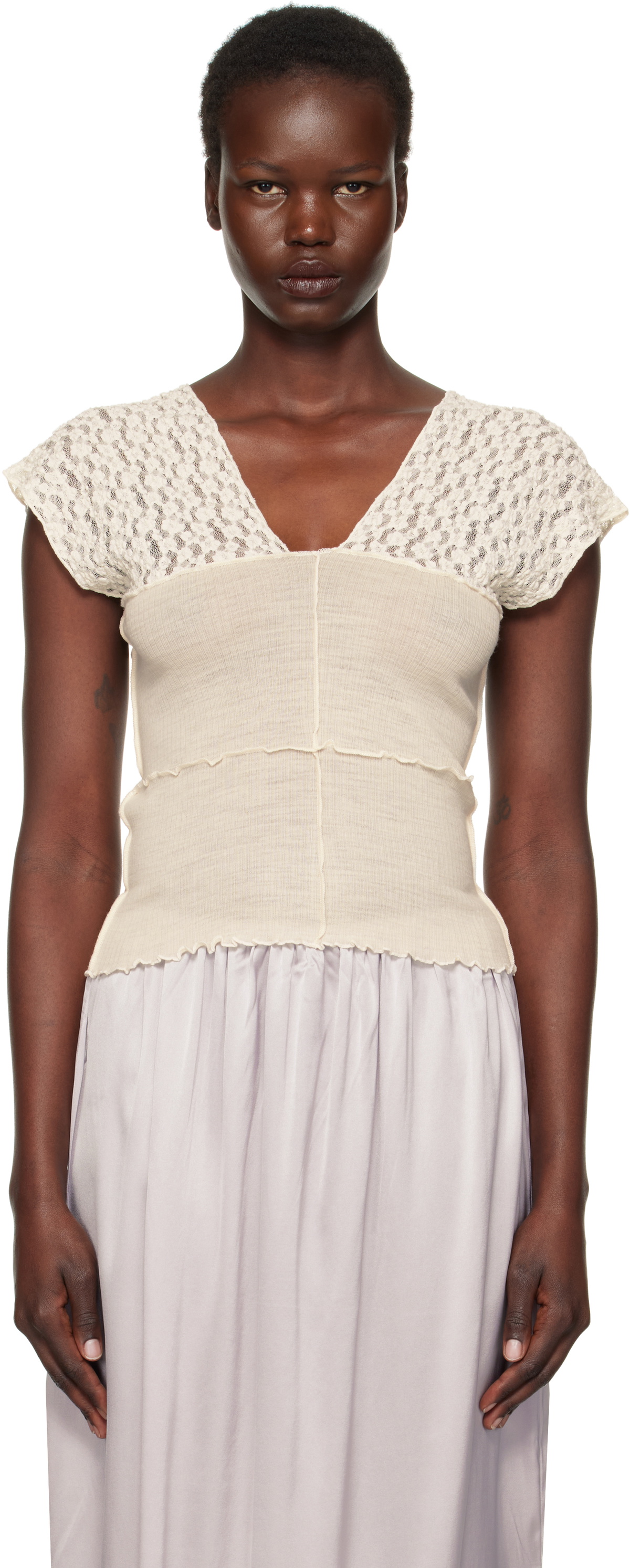 Baserange Off-White Nehru Tank Top Baserange