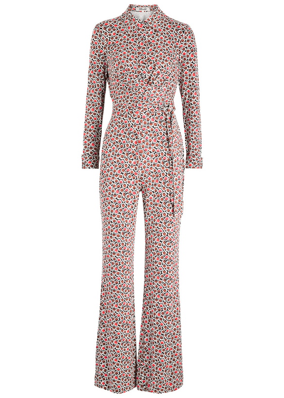 Photo: Diane Von Furstenberg Michele Printed Stretch-jersey Jumpsuit Red