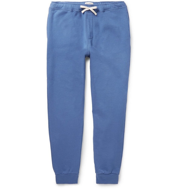 Photo: Oliver Spencer Loungewear - Harris Slim-Fit Tapered Cotton-Jersey Sweatpants - Blue