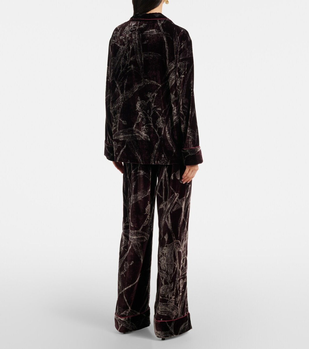 La DoubleJ Floral satin pajama shirt
