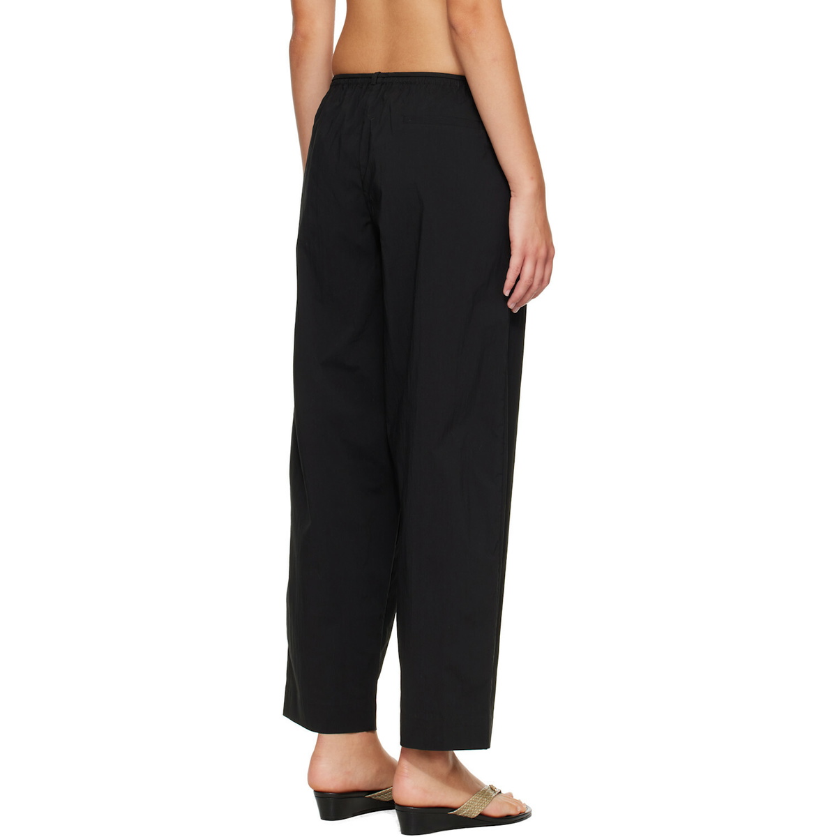 St. Agni Black Fine Rouleau Crop Trousers