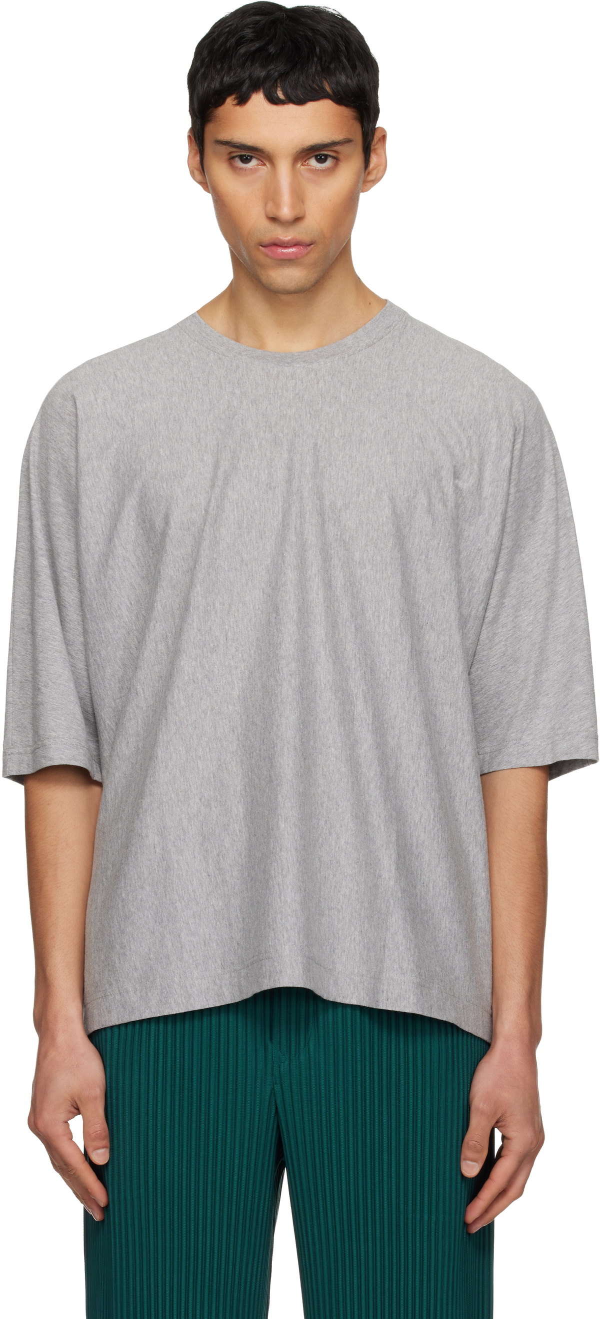 HOMME PLISSÉ ISSEY MIYAKE Gray Basics Long Sleeve T-Shirt Homme