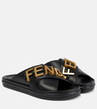 Fendi Logo leather sandals