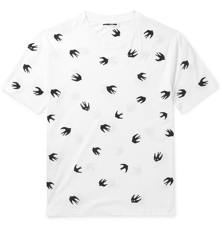 Photo: McQ Alexander McQueen - Slim-Fit Embroidered Cotton-Jersey T-Shirt - White