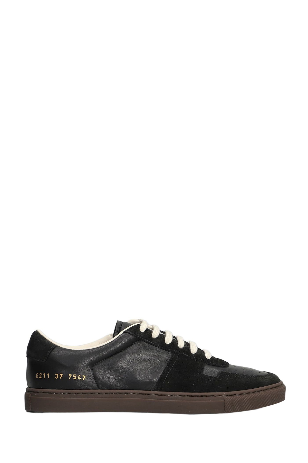 Common Projects Bball Slim Sneakers In Black Suede And Leather