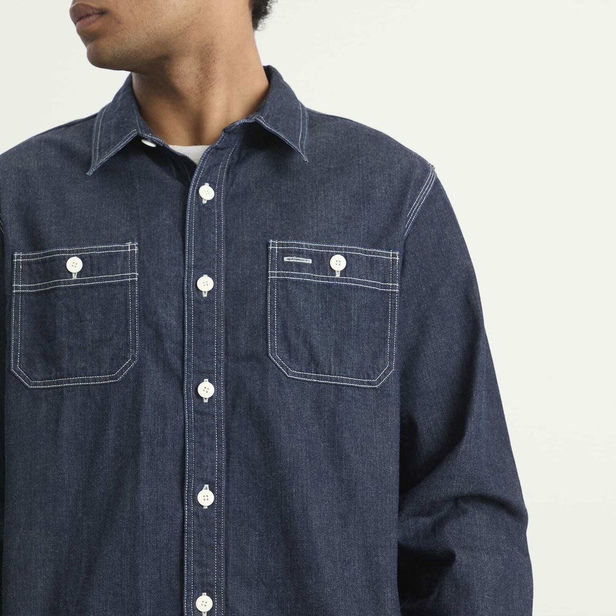 Visvim Men's Mud Wash Denim Shirt in Indigo