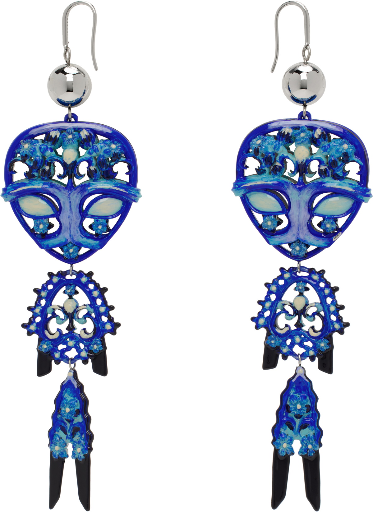 Tory Burch Silver & Blue Alien Earrings