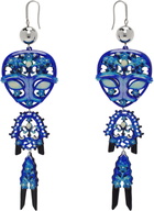 Tory Burch Silver & Blue Alien Earrings