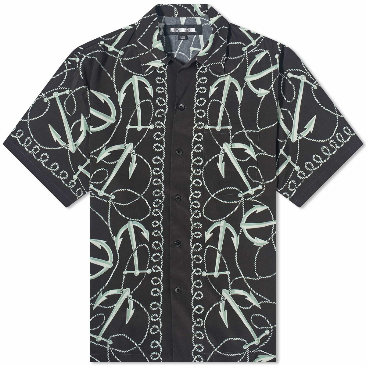 Neighborhood Men's Anchor Hawaiian Shirt in Black Neighborhood