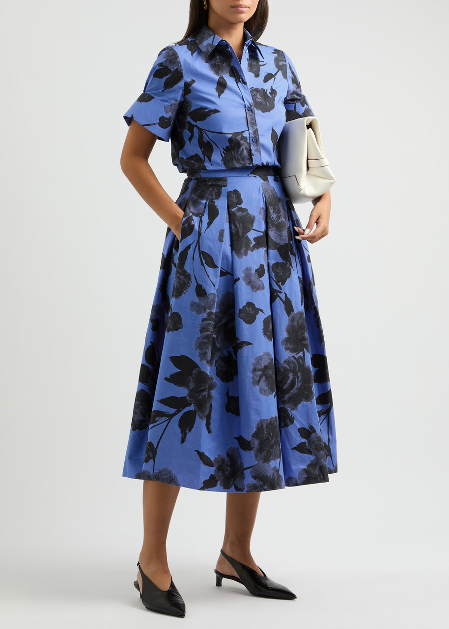 ☆ERDEM☆ Sale!! エレガントプリントAラインポプリンスカート♪ Erdem Floral-print Cotton-poplin Midi Skirt Multi Floral Erdem