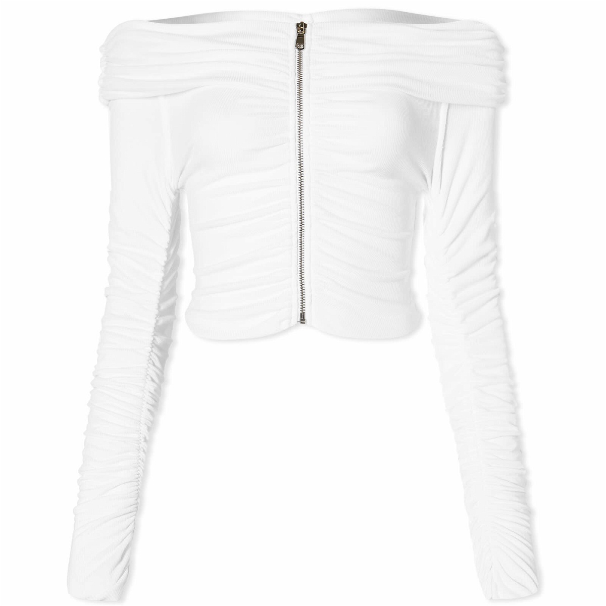 Photo: Sami Miro Vintage Women's Foldover Shirred LS Top in White