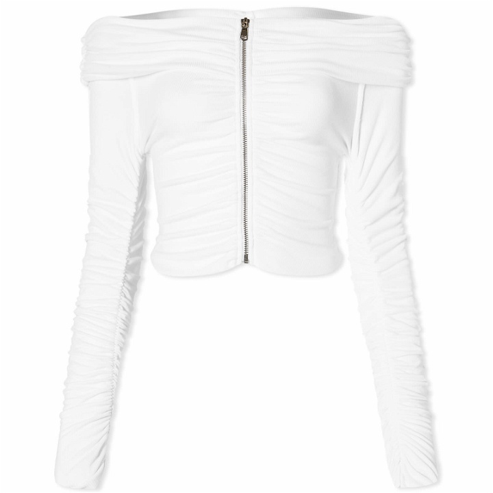 Photo: Sami Miro Vintage Women's Foldover Shirred LS Top in White