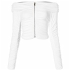 Sami Miro Vintage Women's Foldover Shirred LS Top in White