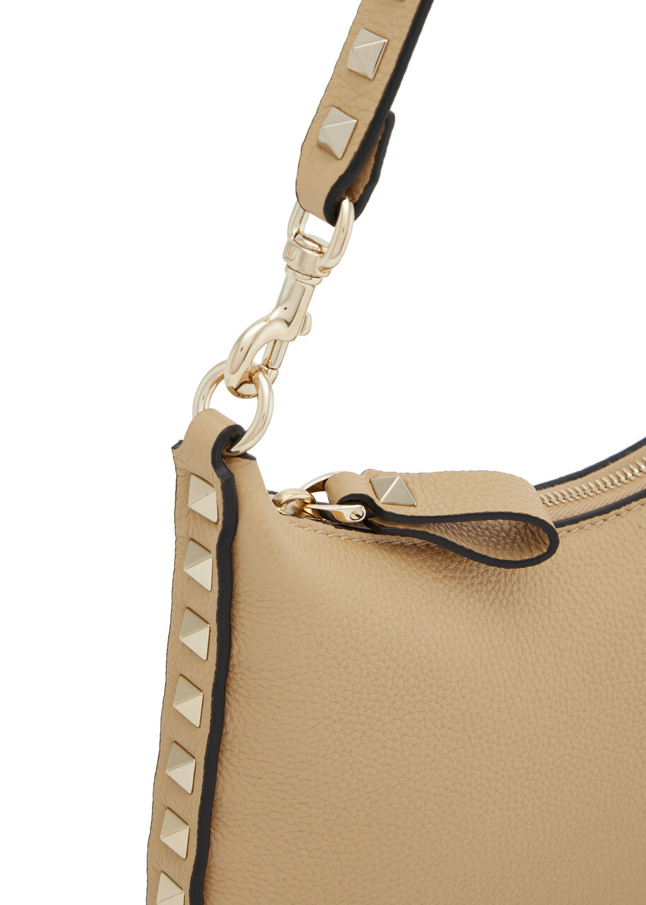 Valentino Garavani Rockstud Mini Leather Hobo bag - Beige Valentino Garavani Rockstud Mini Leather Hobo bag - Beige
