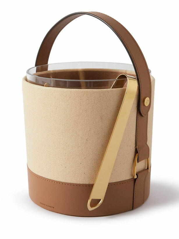 Photo: Ralph Lauren Home - Garrett Leather-Trimmed Canvas and Glass Ice Bucket with Gold-Tone Prongs