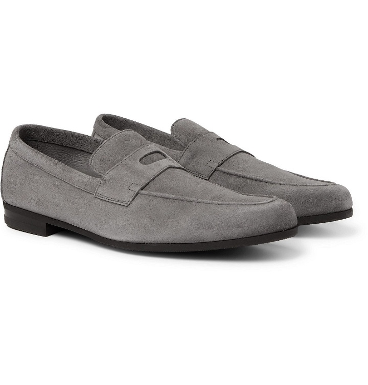 Photo: John Lobb - Thorne Suede Penny Loafers - Gray