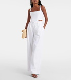 Staud Sasha pleated linen wide-leg pants