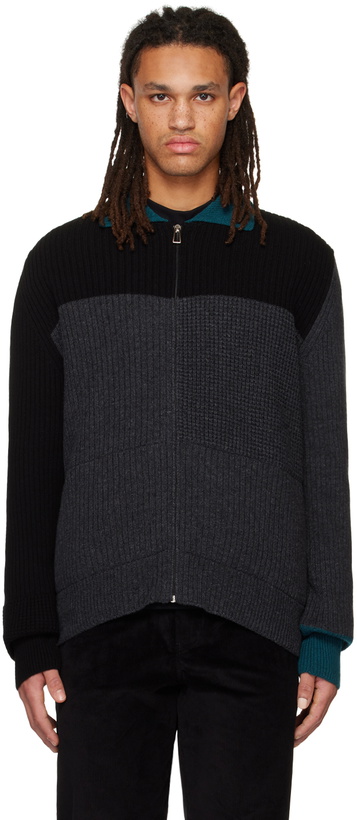 Photo: PS by Paul Smith Black & Gray Zip Cardigan