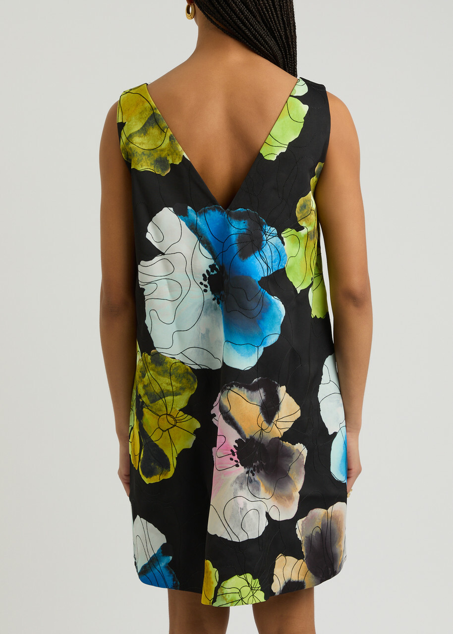 Stine Goya Floral-print Embroidered Satin Mini Dress Multicoloured 1