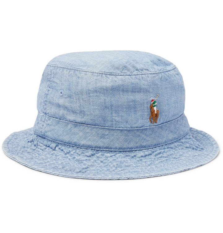 Photo: Polo Ralph Lauren - Loft Logo-Embroidered Cotton-Chambray Bucket Hat - Blue