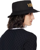 Versace Black Embroidered Logo Bucket Hat