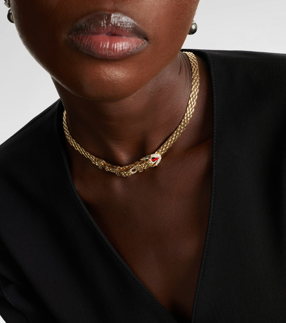 Yvonne Léon Python 9kt gold choker with diamonds
