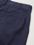 Beams Plus - Tapered Cropped Pleated Cotton-Blend Twill Trousers - Blue