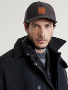 LOEWE - Logo-Appliquéd Leather-Trimmed Wool-Blend Baseball Cap - Gray