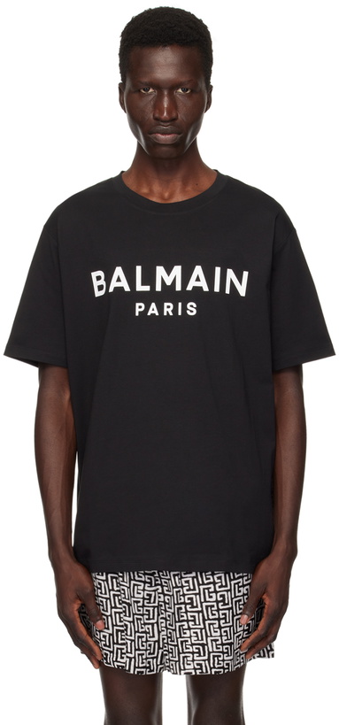 Photo: Balmain Black Printed 'Balmain Paris' T-Shirt