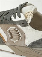 Visvim - Roland Embroidered Leather-Trimmed Suede and Mesh Sneakers - Neutrals
