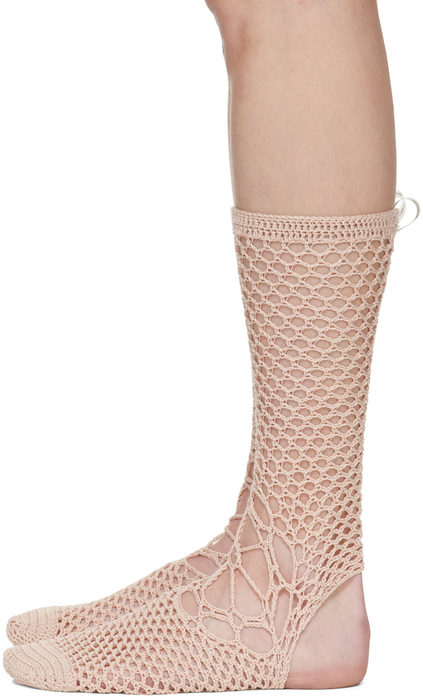 nastyamasha SSENSE Exclusive Beige Crochet Socks