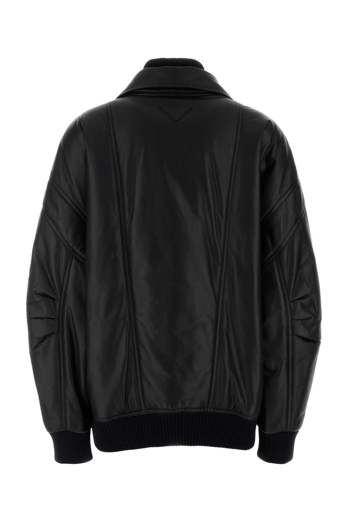 Prada Black Nappa Leather Bomber Jacket Prada