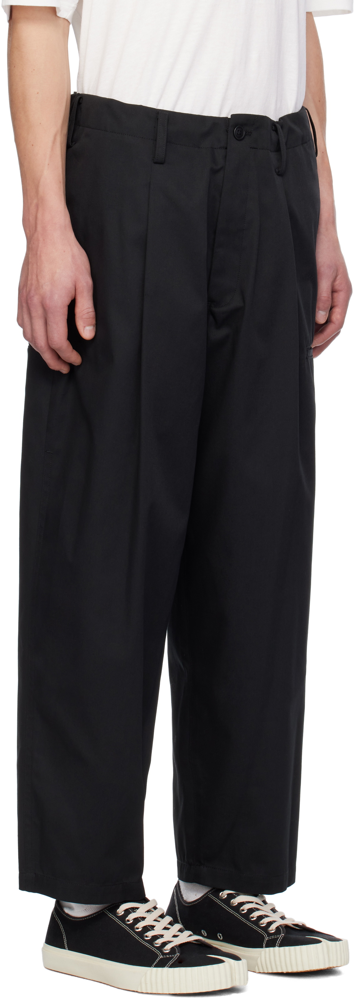 Y's For Men Black Side Tuck Trousers