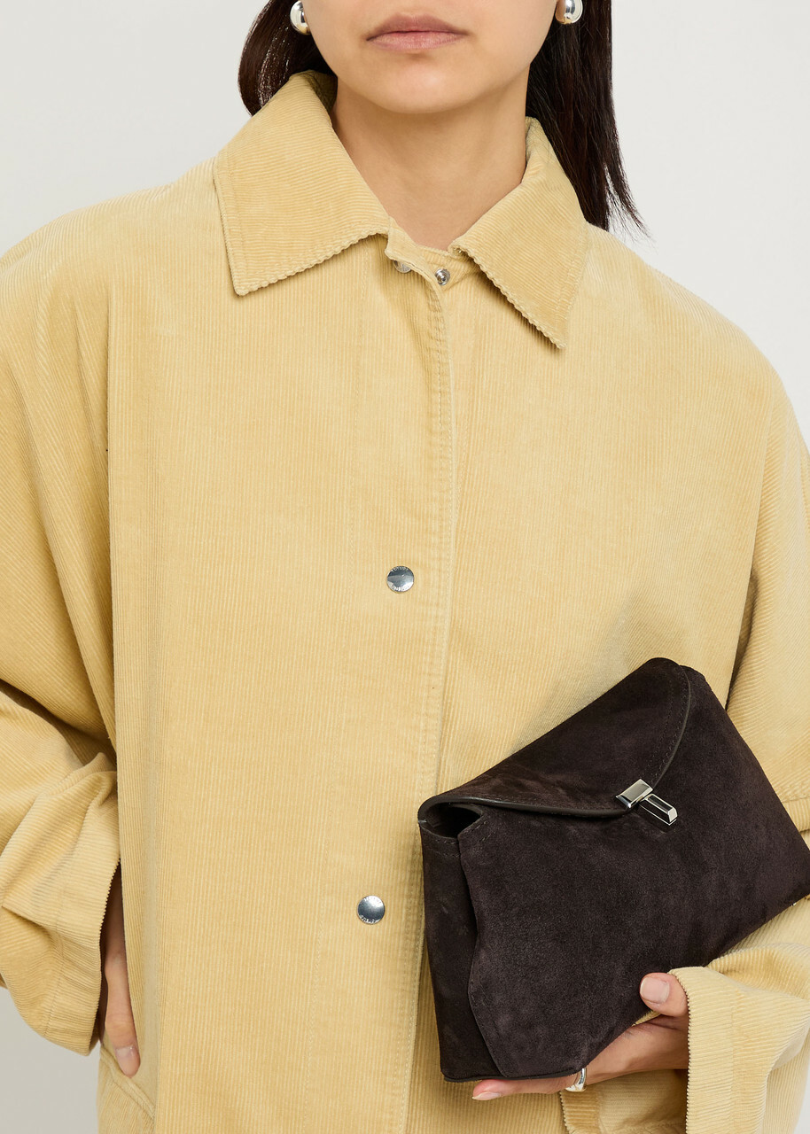 Toteme T-lock Suede Clutch - Dark Brown - One Size