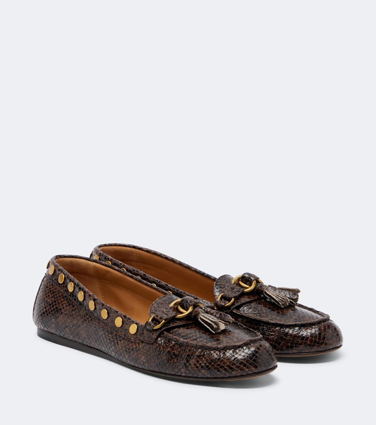 Isabel Marant Faxel snake-effect studded leather loafers