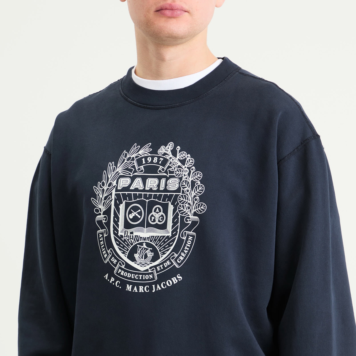 A.P.C. Men's x Marc Jacobs The Paris Crew Neck Sweatshirt in Dark Navy