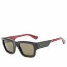 Gucci Men's Oblique Sunglasses in Black/Red/Green 