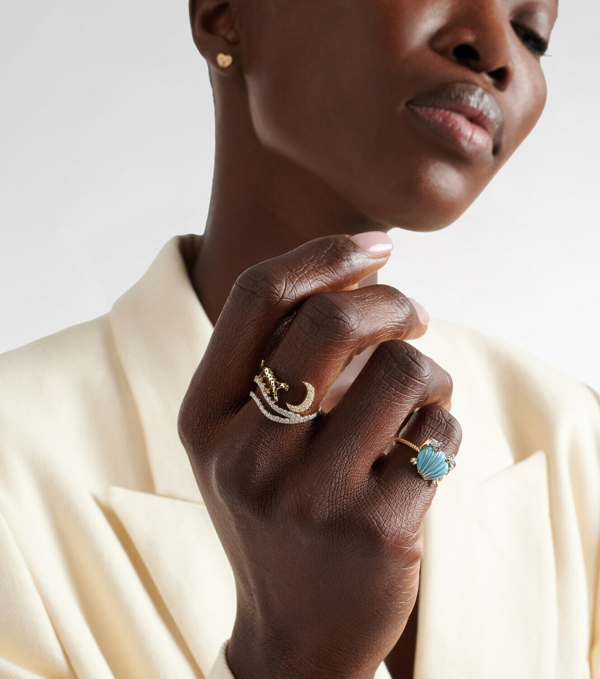 Yvonne Léon Rêves Étoilés 9kt gold and enamel ring with diamonds