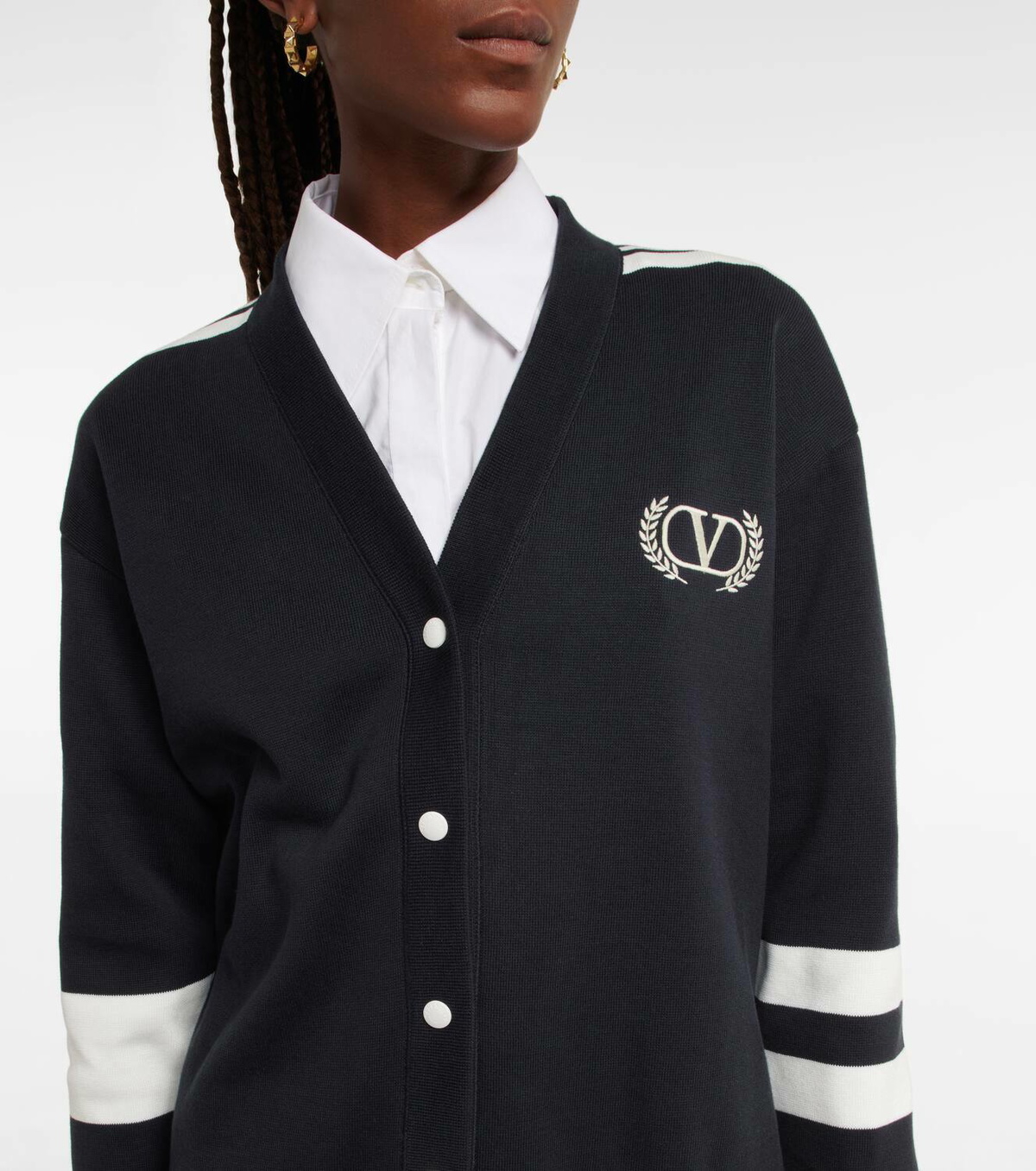 Valentino – Elegant Hooded Grey Cardigan for Women