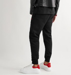 Alexander McQueen - Tapered Logo-Embroidered Fleece-Back Cotton-Jersey Sweatpants - Black