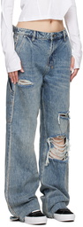 Ksubi Blue Low Rider Tuck Frayed Jeans