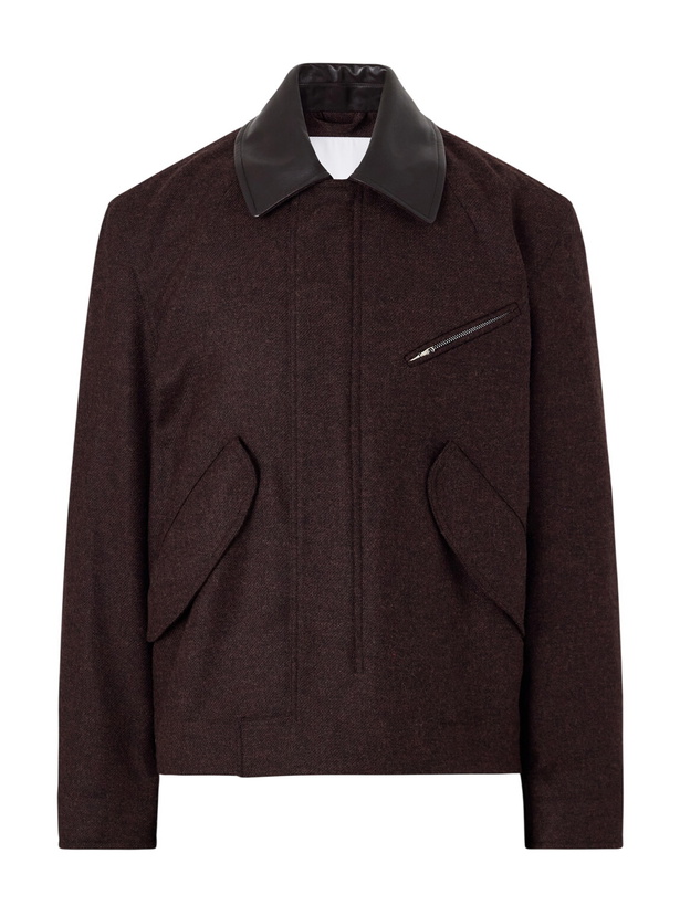 Photo: SAGE NATION - Painter Leather-Trimmed Wool-Twill Blouson Jacket - Brown
