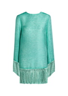 Taller Marmo Claudia Linen-blend Mini Dress Aqua
