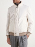 Brunello Cucinelli - Rib-Trimmed Shell Blouson Jacket - White