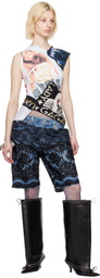 ALL-IN Blue Overlay Denim Shorts